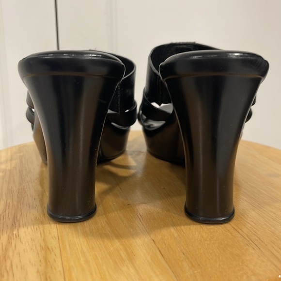 ITALIAN SHOEMAKERS BLING WEDGE EMBELLISHED JEWELS OPEN-TOE 10M BLACK SANDAL - Picture 4 of 8